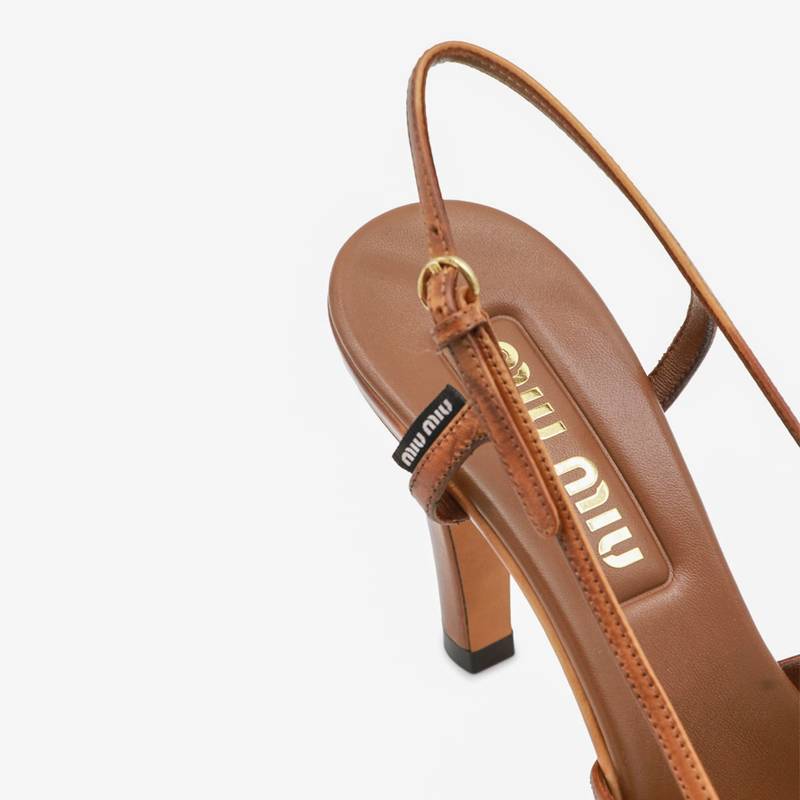 MIU MIU Brown Leather Sandals - Brandy
