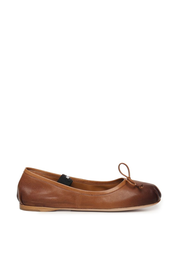 MIU MIU Leather Ballet Flats - Brown