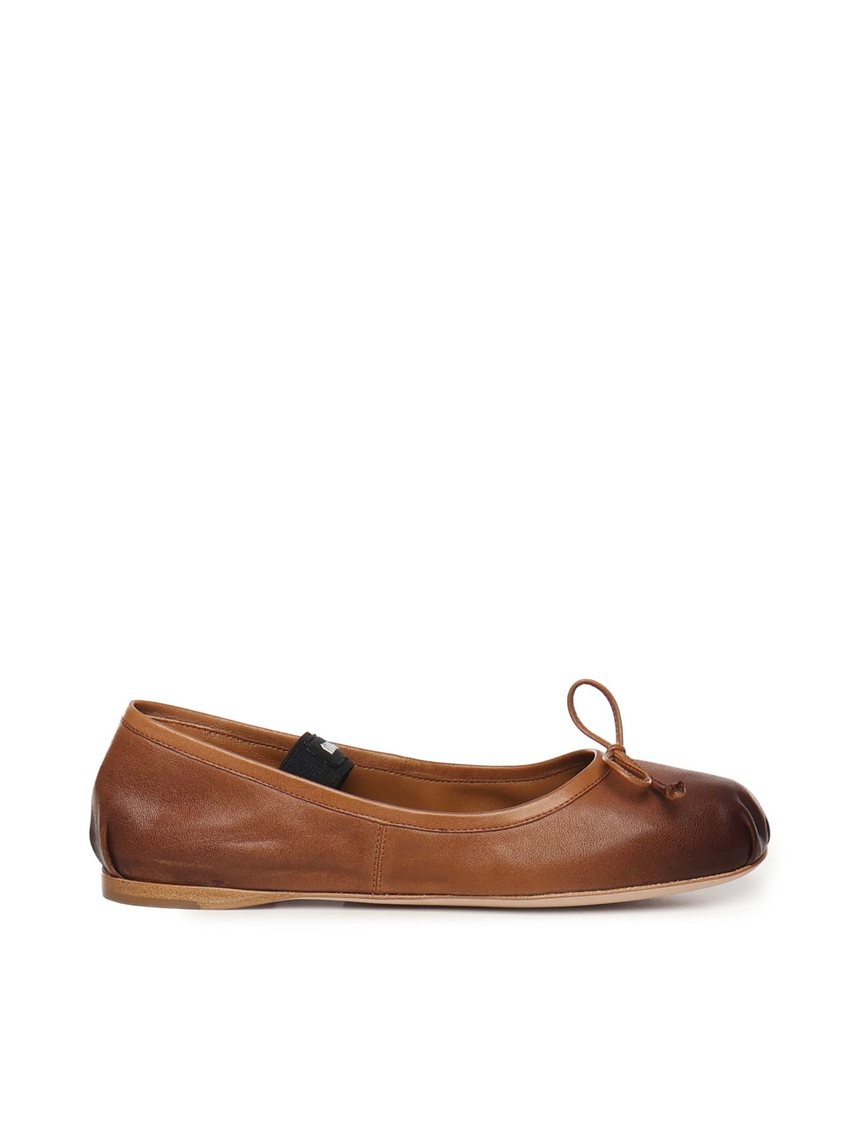 MIU MIU Leather Ballet Flats - Brown - Image 1 of 4