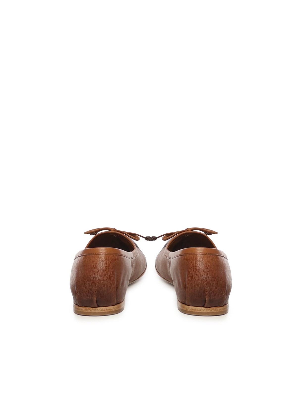MIU MIU Leather Ballet Flats - Brown - Image 3 of 4