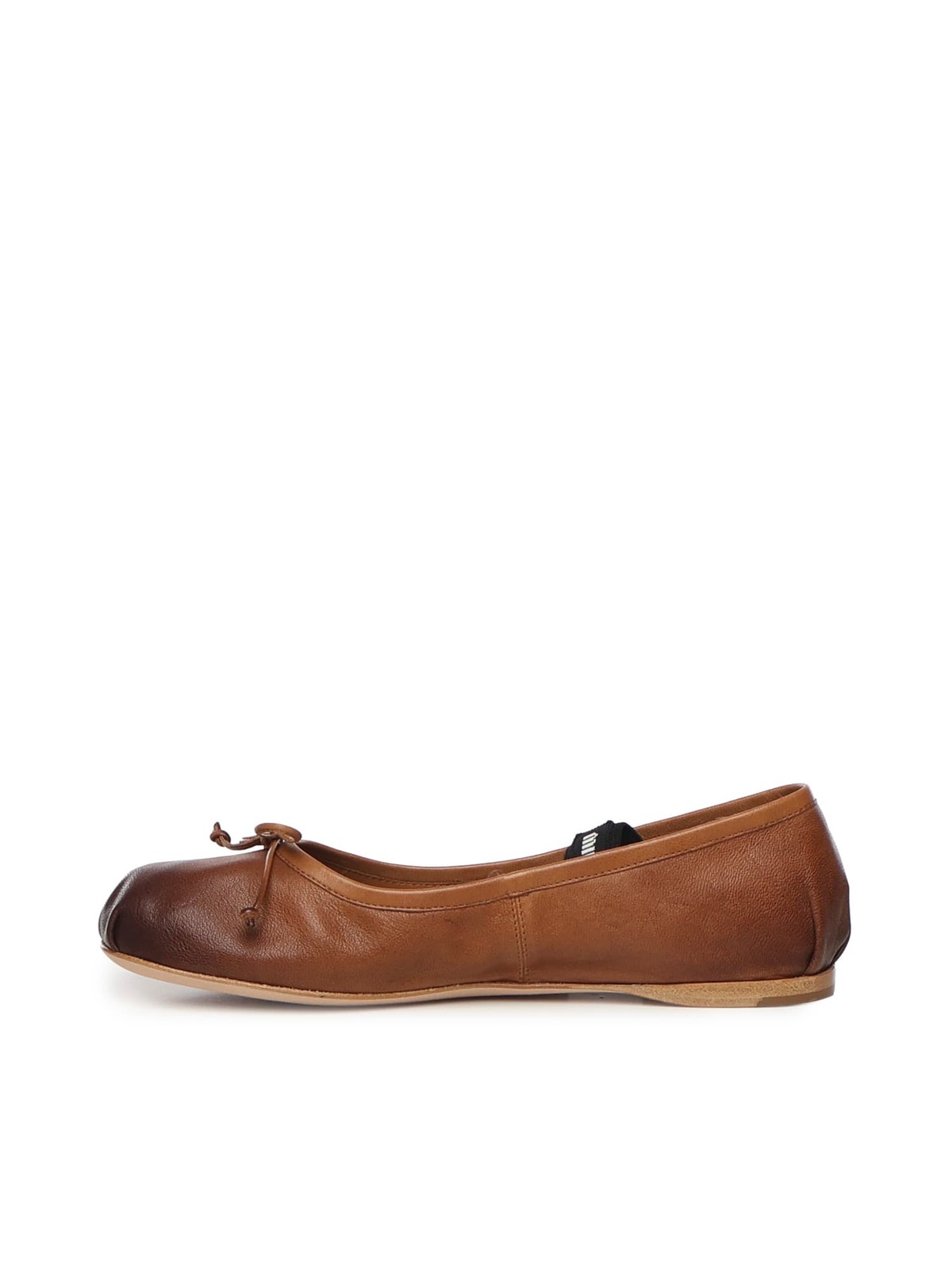 MIU MIU Leather Ballet Flats - Brown - Image 4 of 4