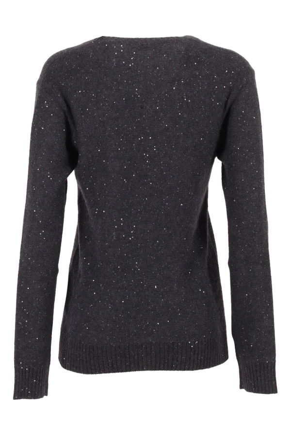 Fabiana Filippi Sequin V Neck Slim Fit Sweater - Gray