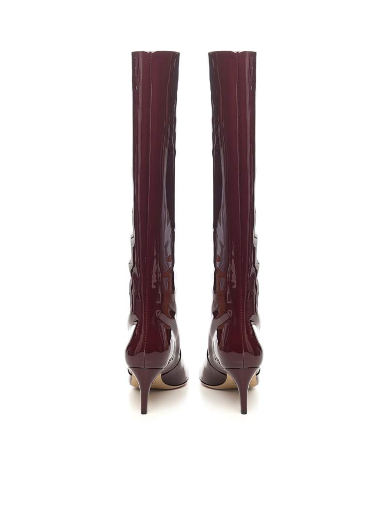 Paris Texas Patent Leather Stiletto Boots - Pinot Noir