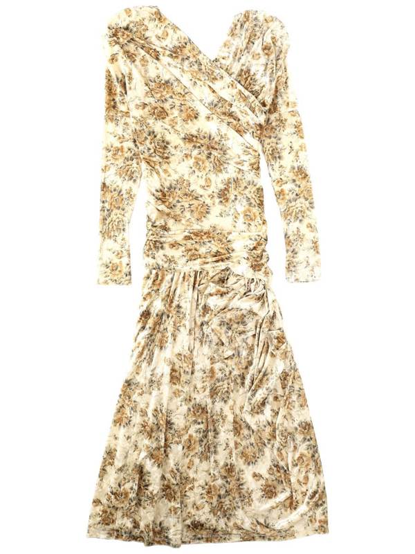 Ganni Long Dress With Print Dress - Ivory
