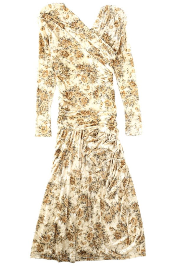 Ganni Long Dress With Print Dress - Ivory