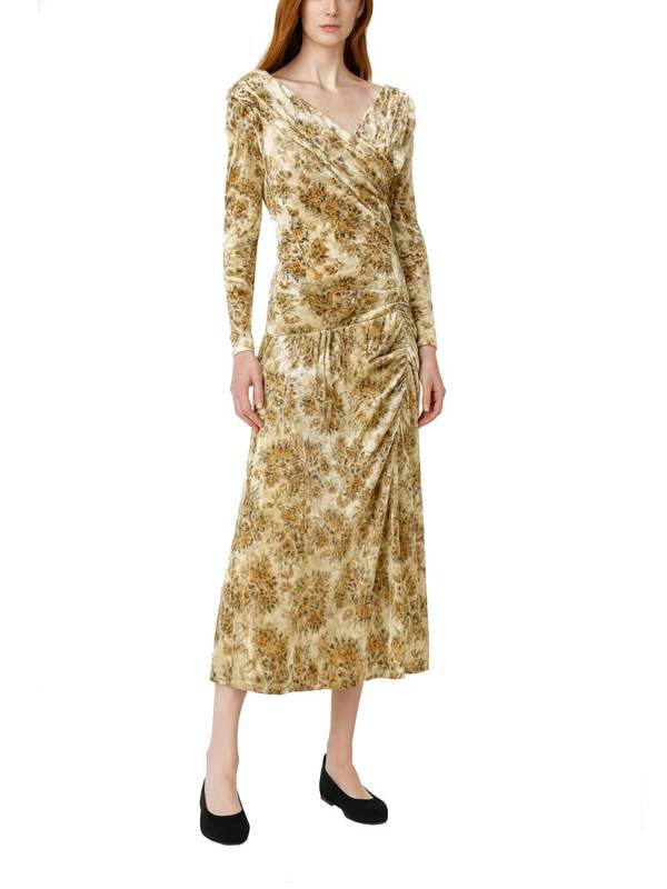 Ganni Long Dress With Print Dress - Ivory