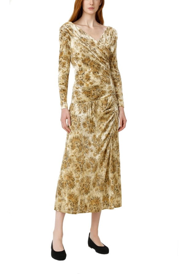 Ganni Long Dress With Print Dress - Ivory