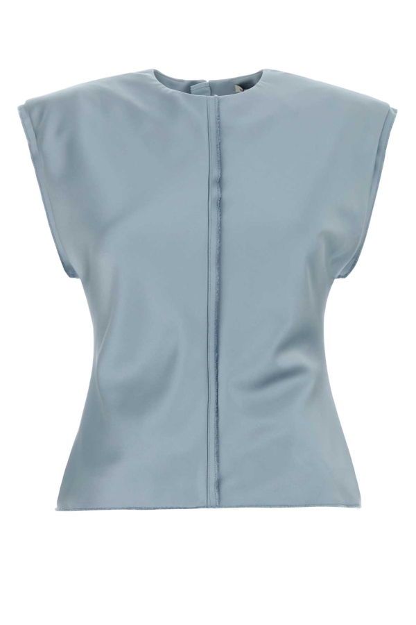 Ami Alexandre Mattiussi Light Blue Stretch Satin Top - Sky
