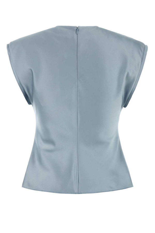 Ami Alexandre Mattiussi Light Blue Stretch Satin Top - Sky