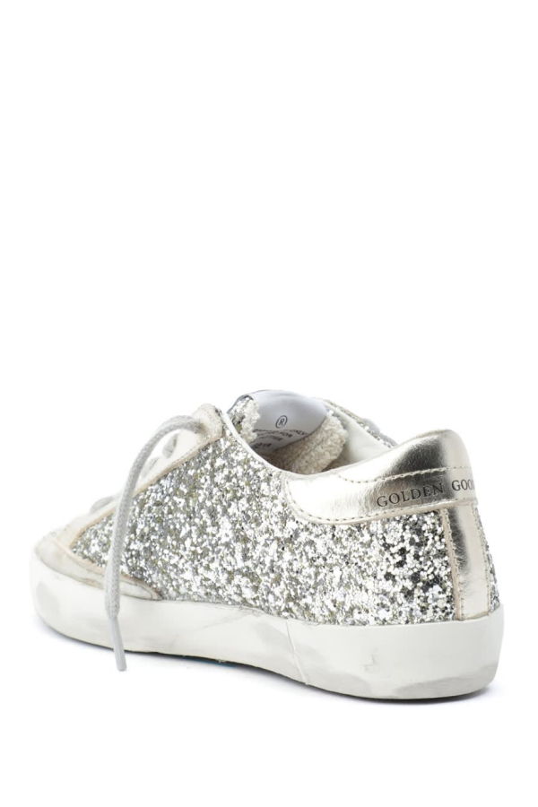 KIDS Golden Goose Super-Star Glitter Sneaker - Silver