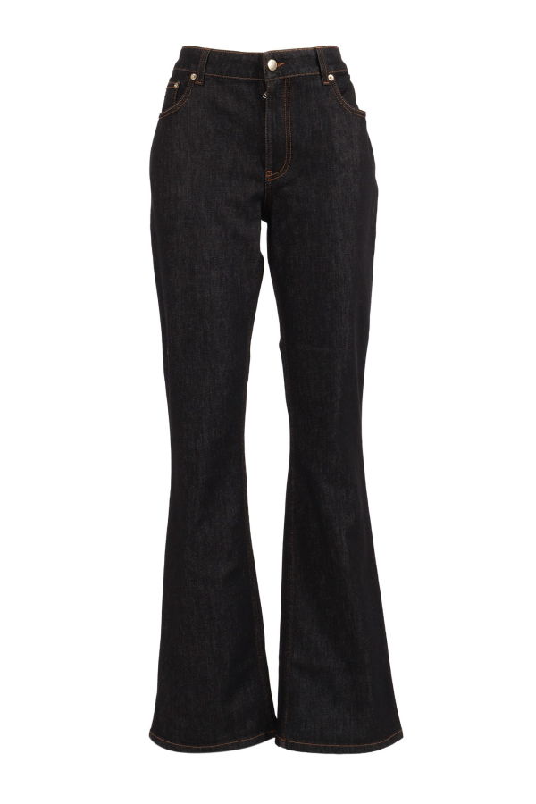 Fabiana Filippi Slim Fit Bootcut 5 Pocket Jeans With Knit Back Pocket - Blue