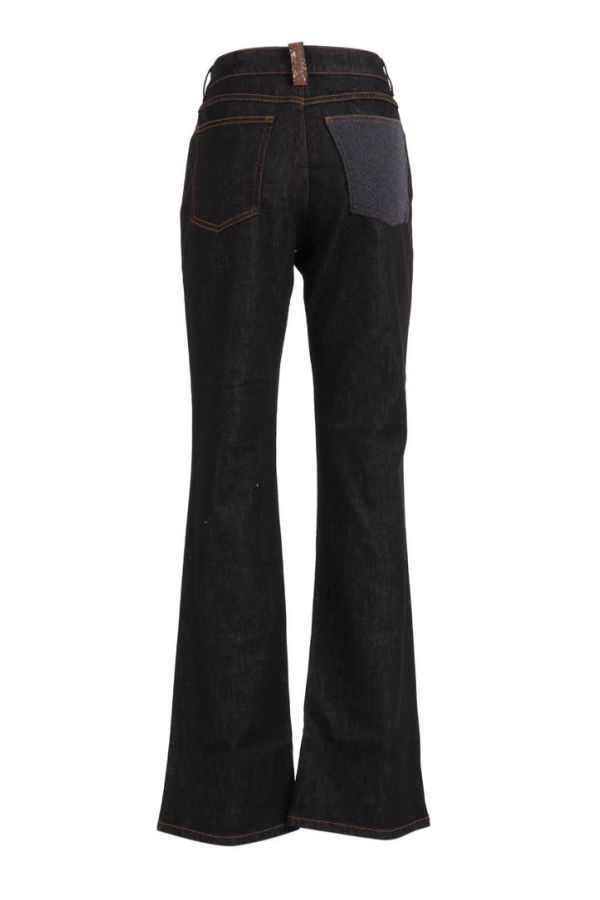 Fabiana Filippi Slim Fit Bootcut 5 Pocket Jeans With Knit Back Pocket - Blue