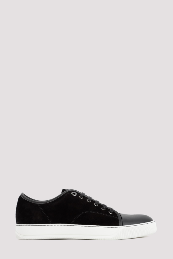 Lanvin Suede and Nappa Captoe Low Top Sneakers - Black