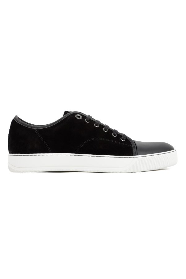 Lanvin Suede and Nappa Captoe Low Top Sneakers - Black