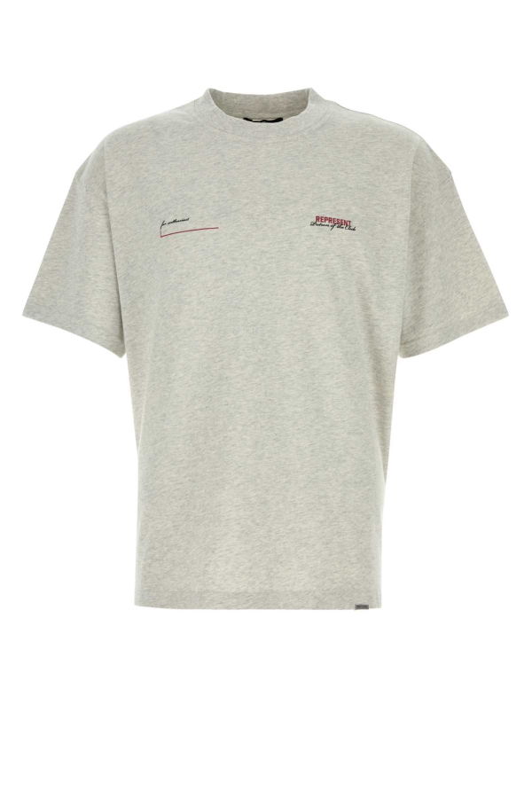 Represent Melange Grey Cotton T-Shirt - Cream