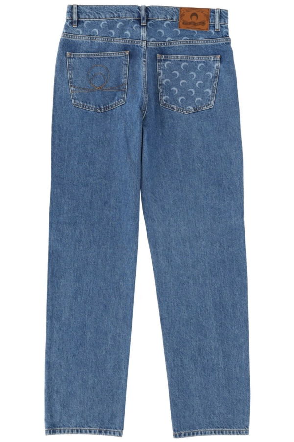 MARINE SERRE Moon Waxed Jeans - Blue