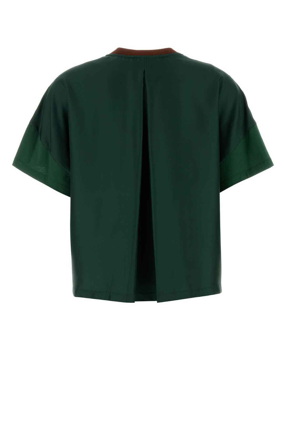LOEWE Cotton And Silk T-Shirt - BROWN/DARK GREEN - Image 2 of 2