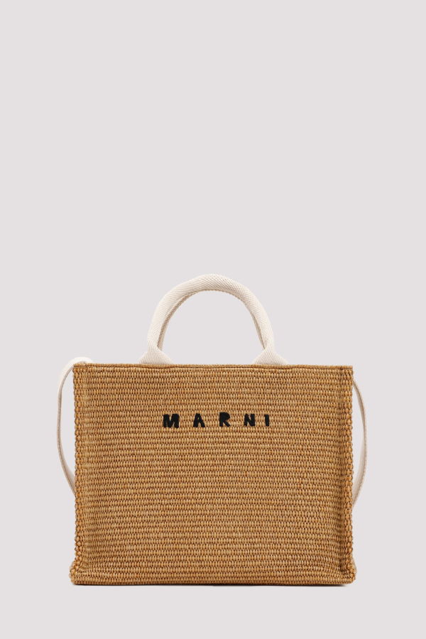 Marni Raffia East-West Tote Bag - Raw Sienna Natural