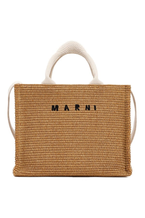 Marni Raffia East-West Tote Bag - Raw Sienna Natural