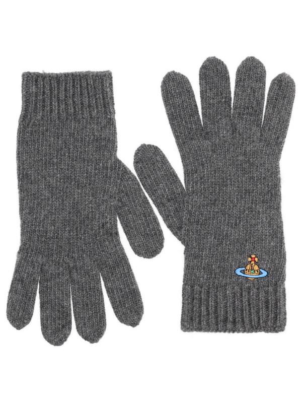 Vivienne Westwood Gloves With Orb Embroidery - Gray