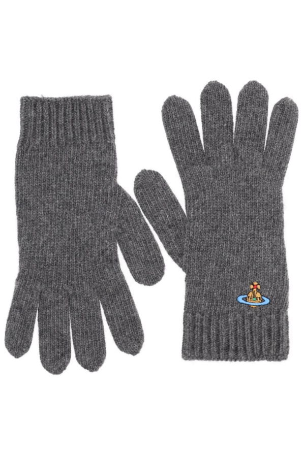 Vivienne Westwood Gloves With Orb Embroidery - Gray