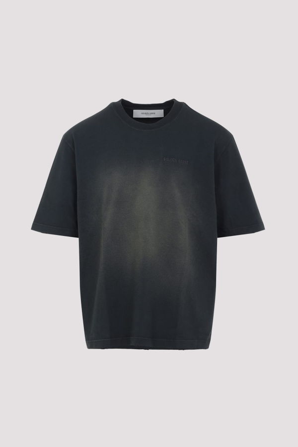 Golden Goose T-Shirt With Embroidery - Bleached Washed Black