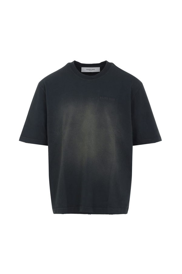 Golden Goose T-Shirt With Embroidery - Bleached Washed Black