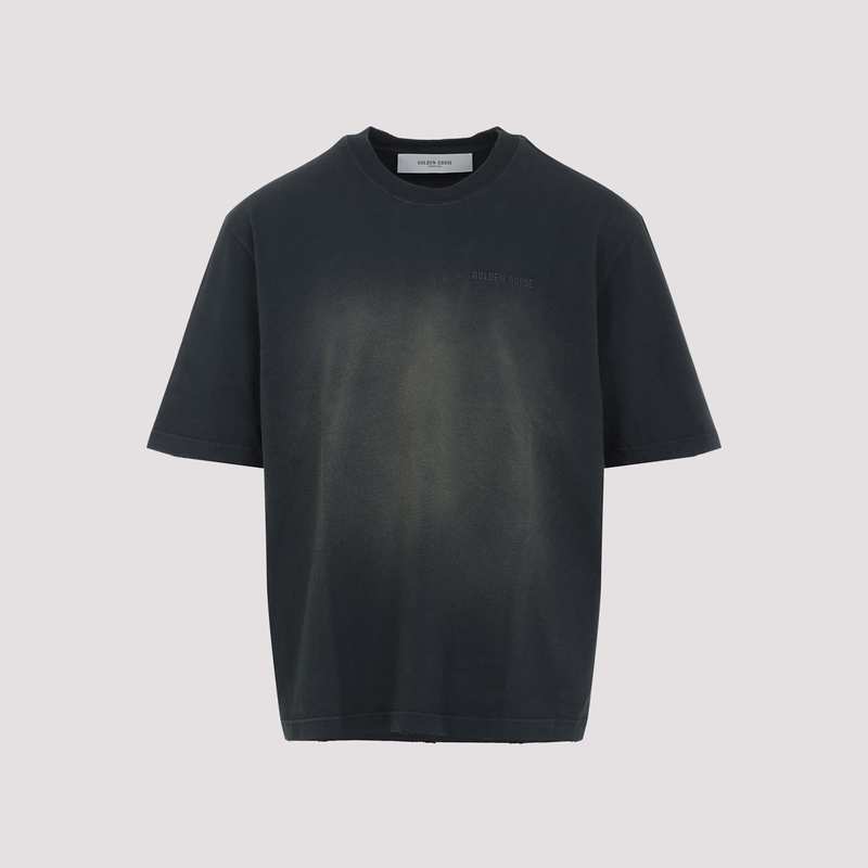 Golden Goose T-Shirt With Embroidery - Bleached Washed Black