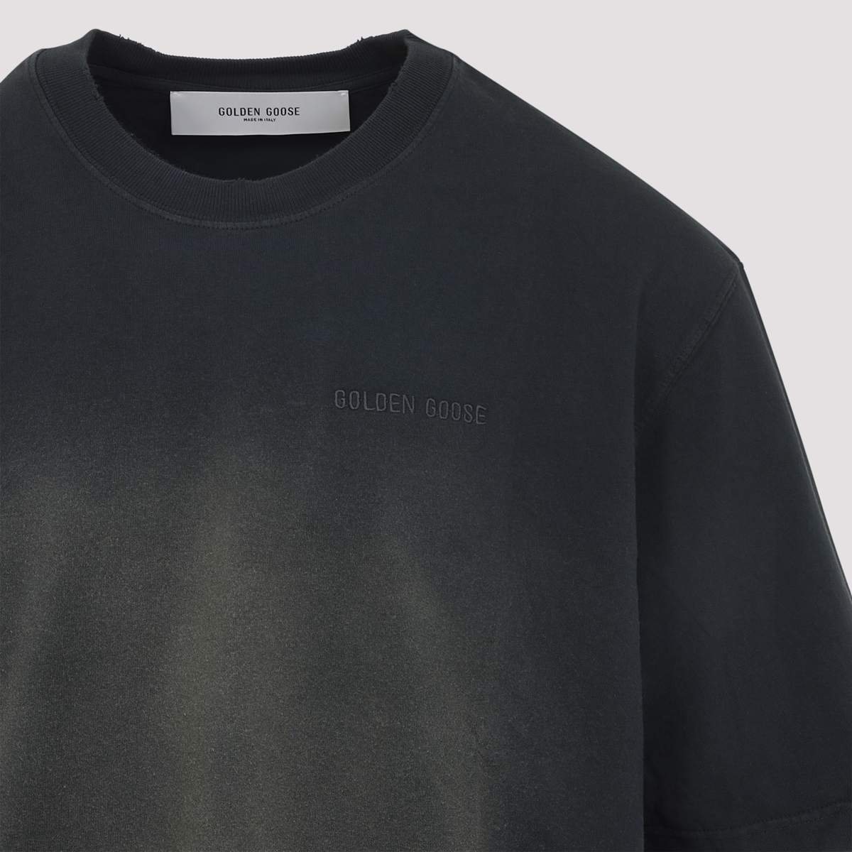 Golden Goose T-Shirt With Embroidery - Bleached Washed Black - Image 5 of 5