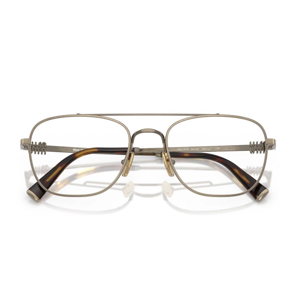 MIU MIU 0MU 51WV 26C1O1 Old Gold Glasses - Old Gold - Image 2 of 2