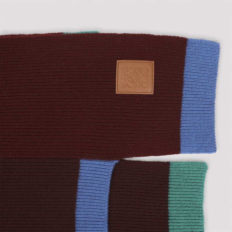 LOEWE 30x178 Asymmetric Scarf - Green Red Multicolor