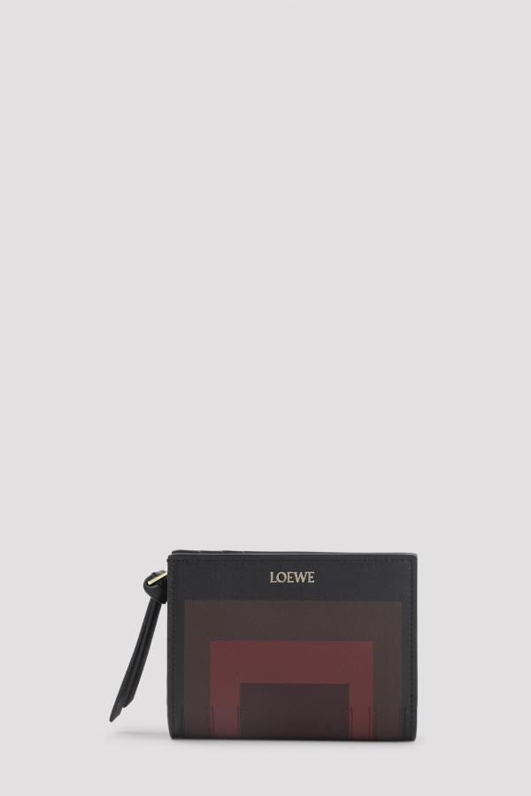 LOEWE Compact Albers Wallet - Black Burgundy