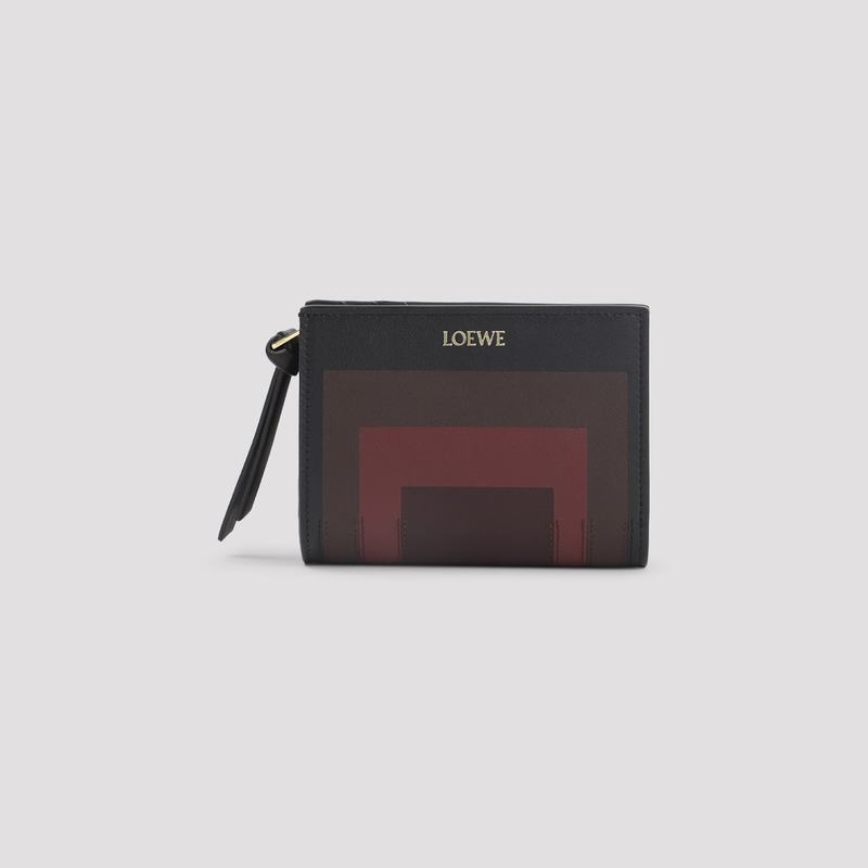 LOEWE Compact Albers Wallet - Black Burgundy
