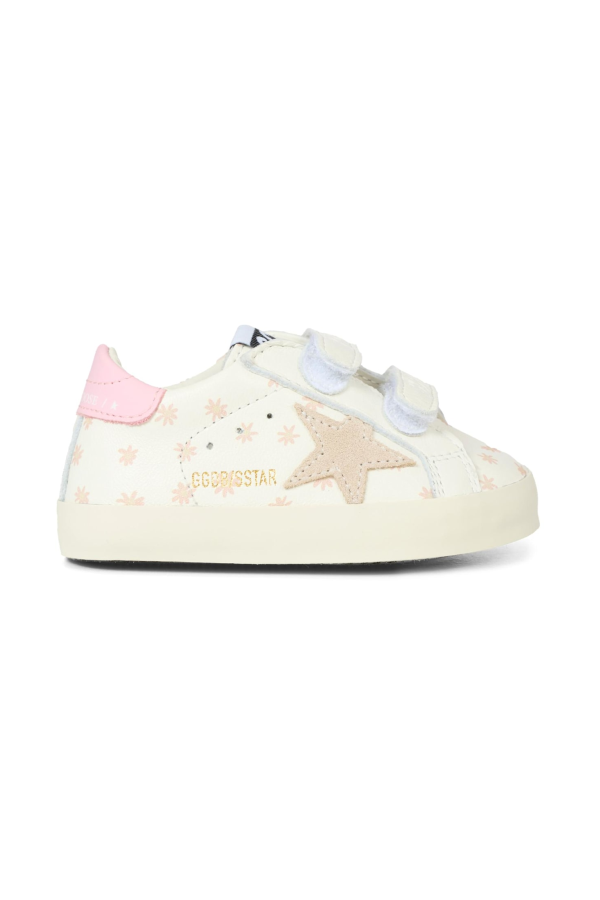 KIDS Golden Goose Old School Trainers With Flowers - White