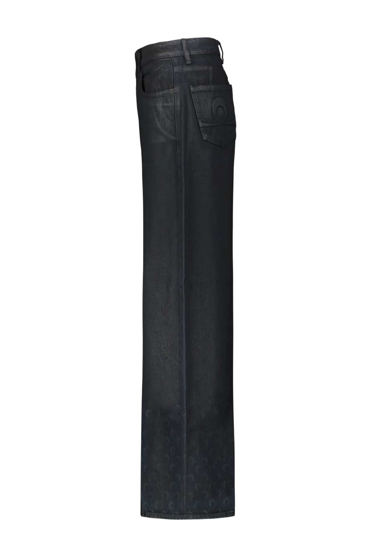 MARINE SERRE Moon Waxed Denim Jeans - Black - Image 2 of 3