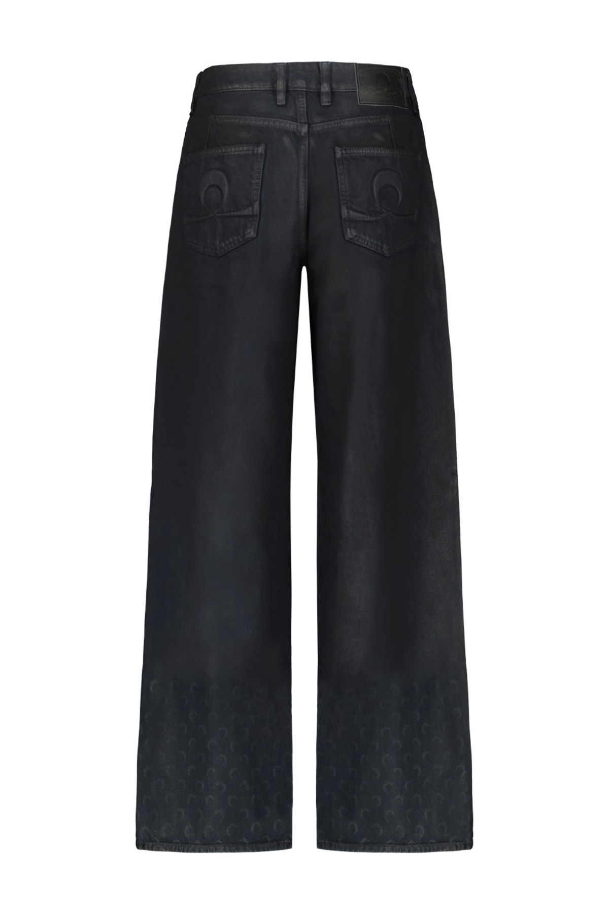 MARINE SERRE Moon Waxed Denim Jeans - Black - Image 3 of 3