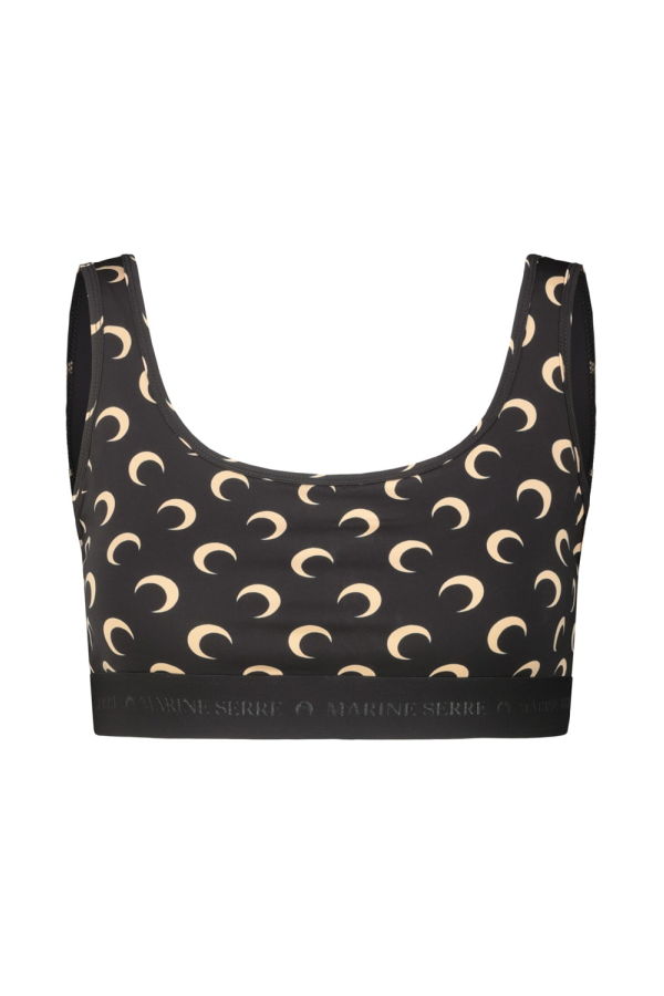 MARINE SERRE Moon Printed Jersey Sport Bra - Inverse Tan