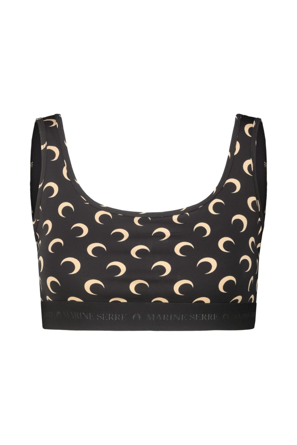 MARINE SERRE Moon Printed Jersey Sport Bra - Inverse Tan - Image 1 of 3