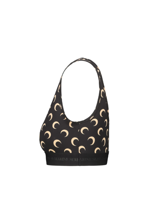 MARINE SERRE Moon Printed Jersey Sport Bra - Inverse Tan