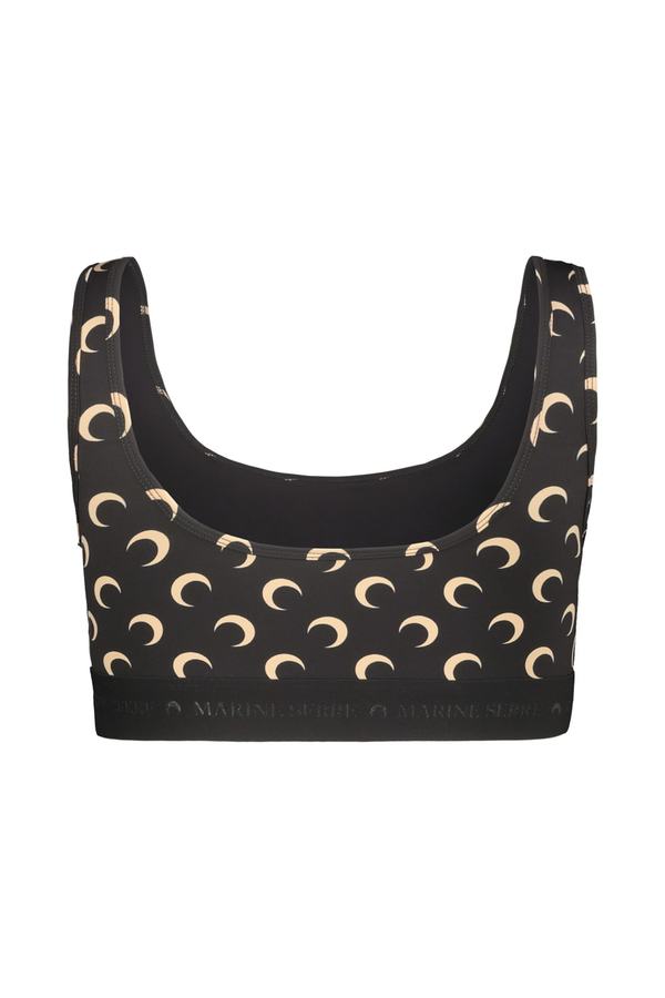 MARINE SERRE Moon Printed Jersey Sport Bra - Inverse Tan