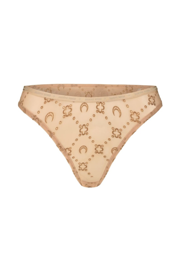 MARINE SERRE Recycled Mesh Flock Panties - Camel