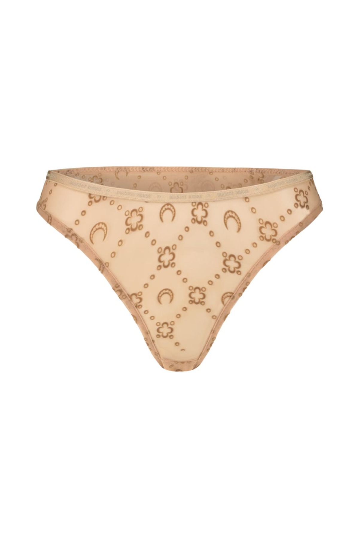 MARINE SERRE Recycled Mesh Flock Panties - Camel - Image 1 of 3