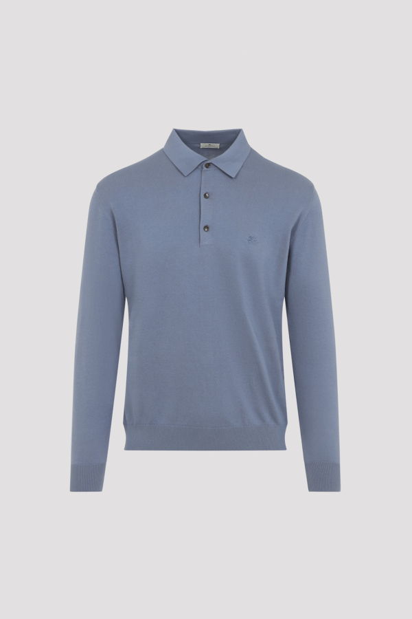Etro Knitted Polo Sweater - Air Force Blue