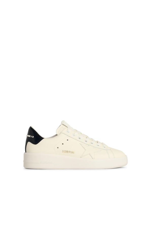 Golden Goose Pure Star White Leather Sneakers - Optic White Black