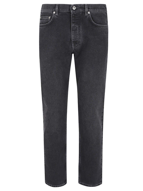 Off White Script Off-White Script Logo Tapered Vintage Jeans - Black | Garmentory