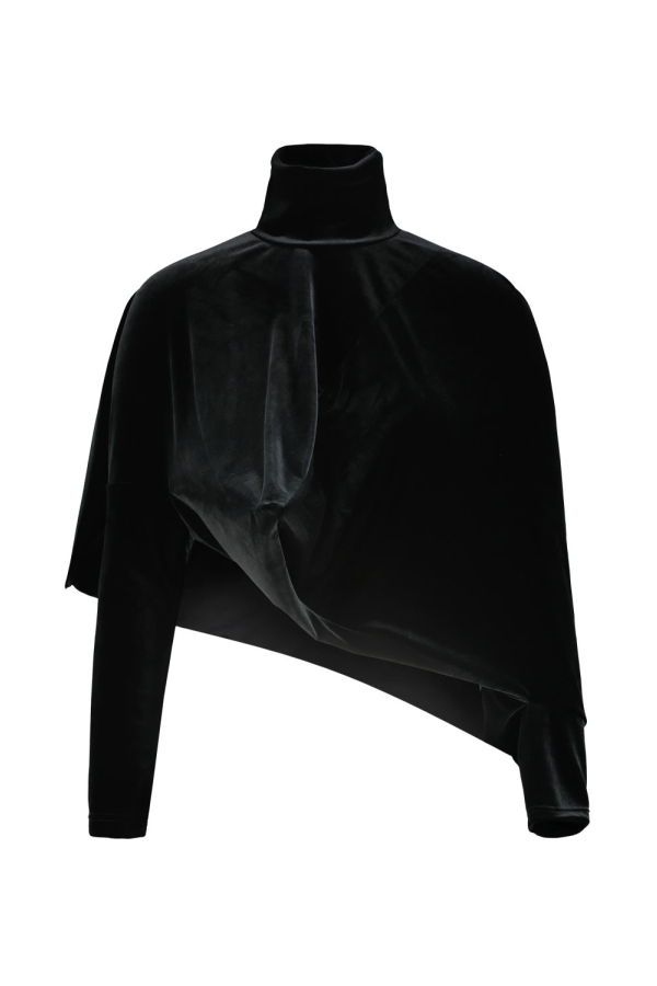 JUNYA WATANABE Cropped Stretch Velvet Top - Black