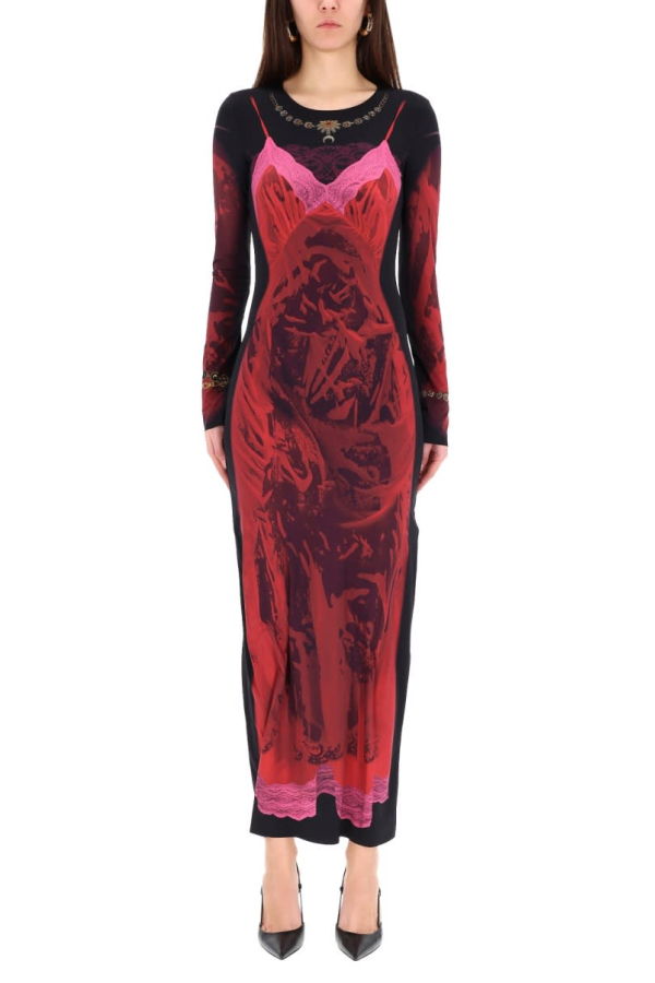 MARINE SERRE Wet Nuisette Midi Dress - Red