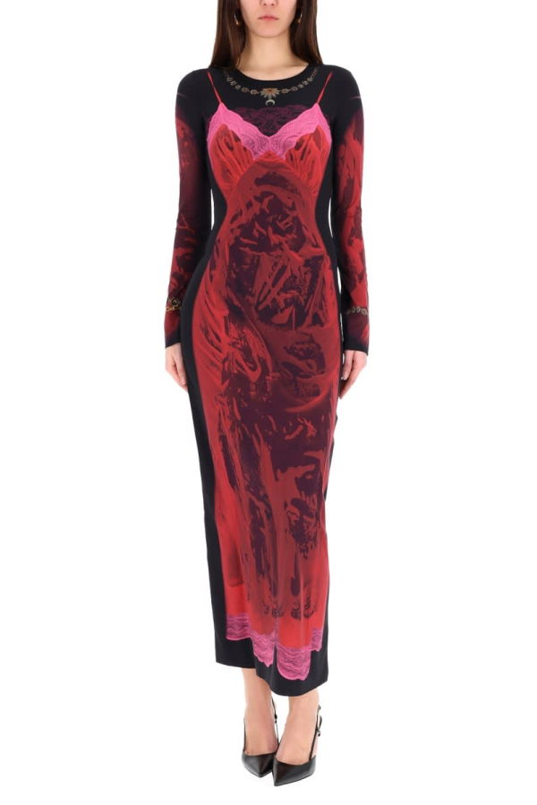 MARINE SERRE Wet Nuisette Midi Dress - Red