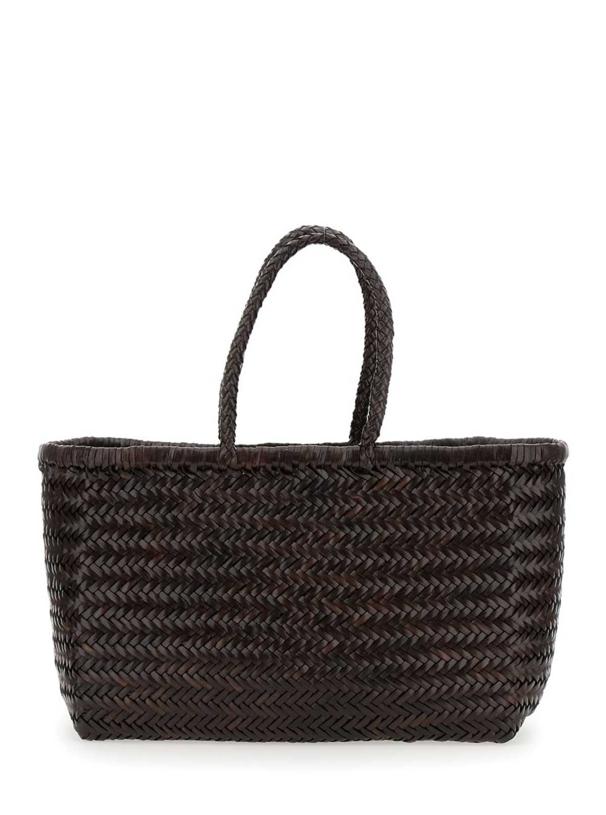 Dragon Diffusion Woven Leather Bamboo Triple Jump Tote Bag - Brown ...