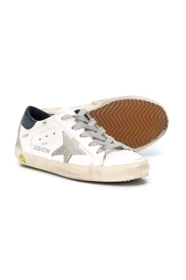 KIDS Golden Goose Superstar Sneakers With Blue Back - White
